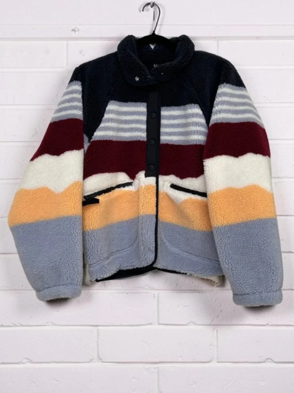 FP MOVEMENT FREE PEOPLE Hit The Slopes Fleece Jacket in Papaya Combo Size S NWOT - Picture 2 of 7